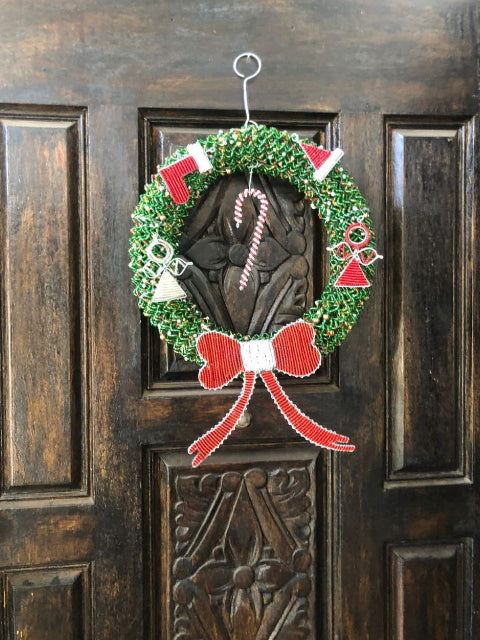 Bead and Wire Christmas Wreath