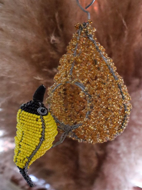 Beaded hanging weavers and nest