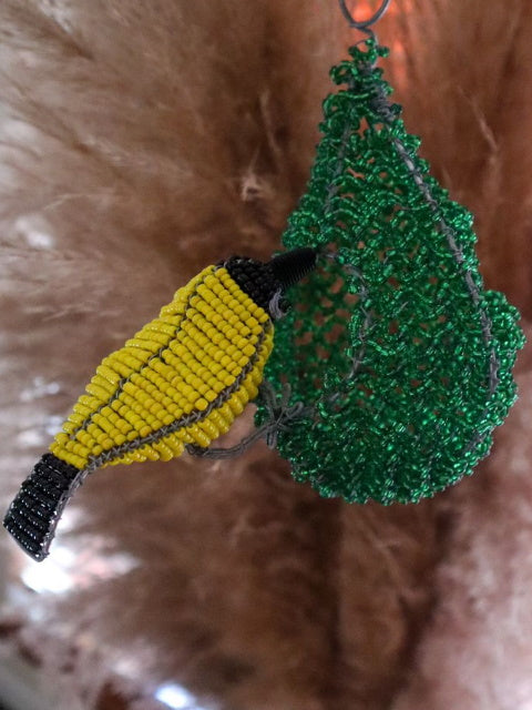 Beaded hanging weavers and nest