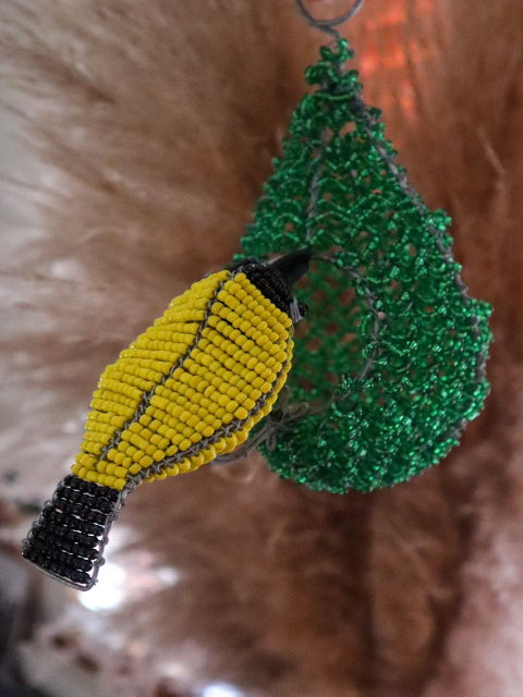 Beaded hanging weavers and nest