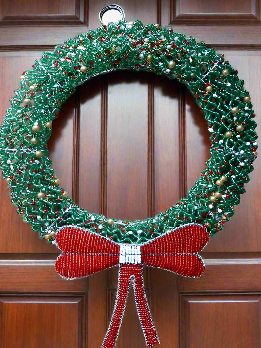 Bead and Wire Christmas Wreath