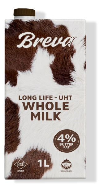 Long Life Whole Milk (pack of 6 x 1L) , by Breva