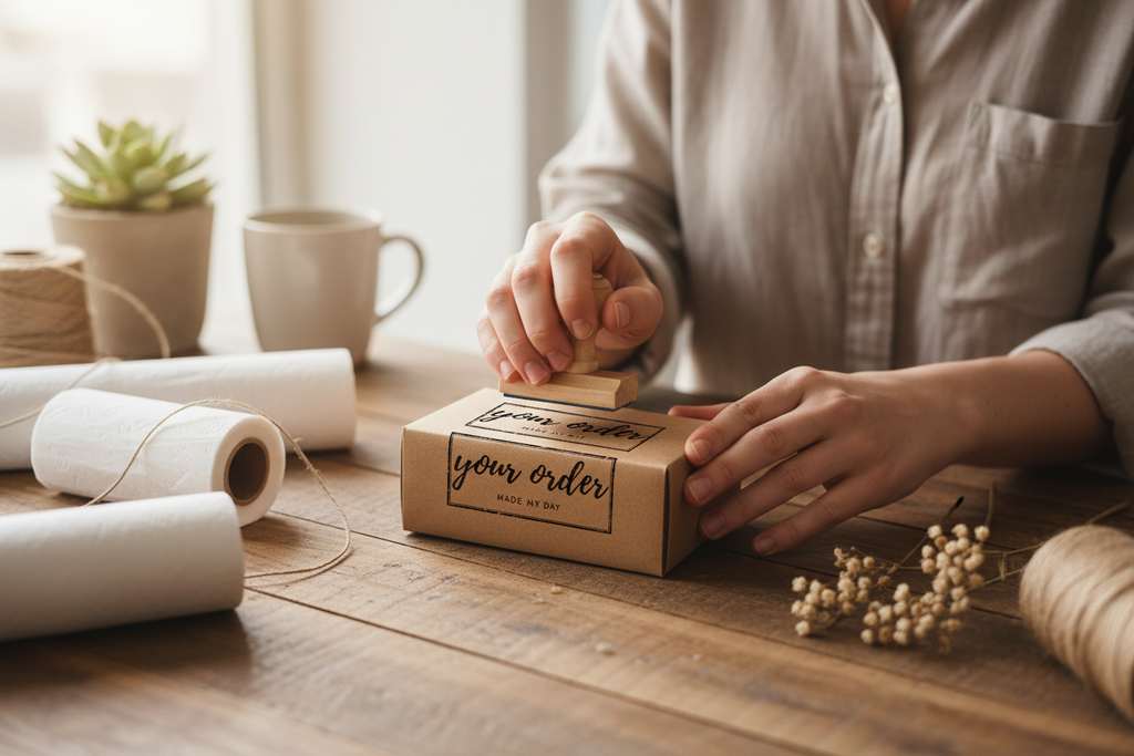 Stamps for cozy journaling and small business packaging