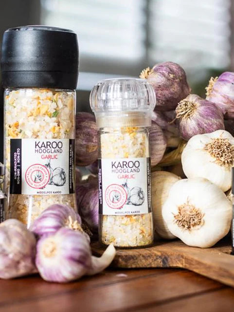 Garlic Flakes with grinder - farmed and packed in the Karoo, South Africa