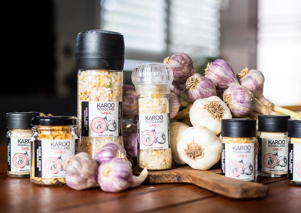 Garlic Salt with grinder - farmed and packed in the Karoo, South Africa