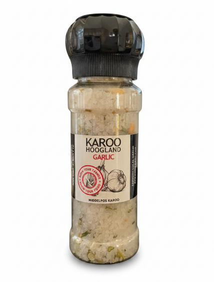 Garlic Salt with grinder - farmed and packed in the Karoo, South Africa