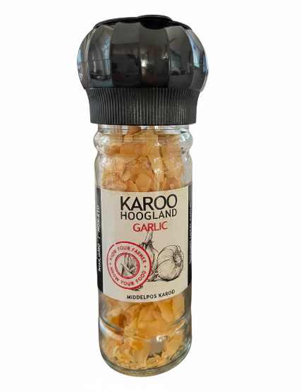 Garlic Flakes with grinder - farmed and packed in the Karoo, South Africa