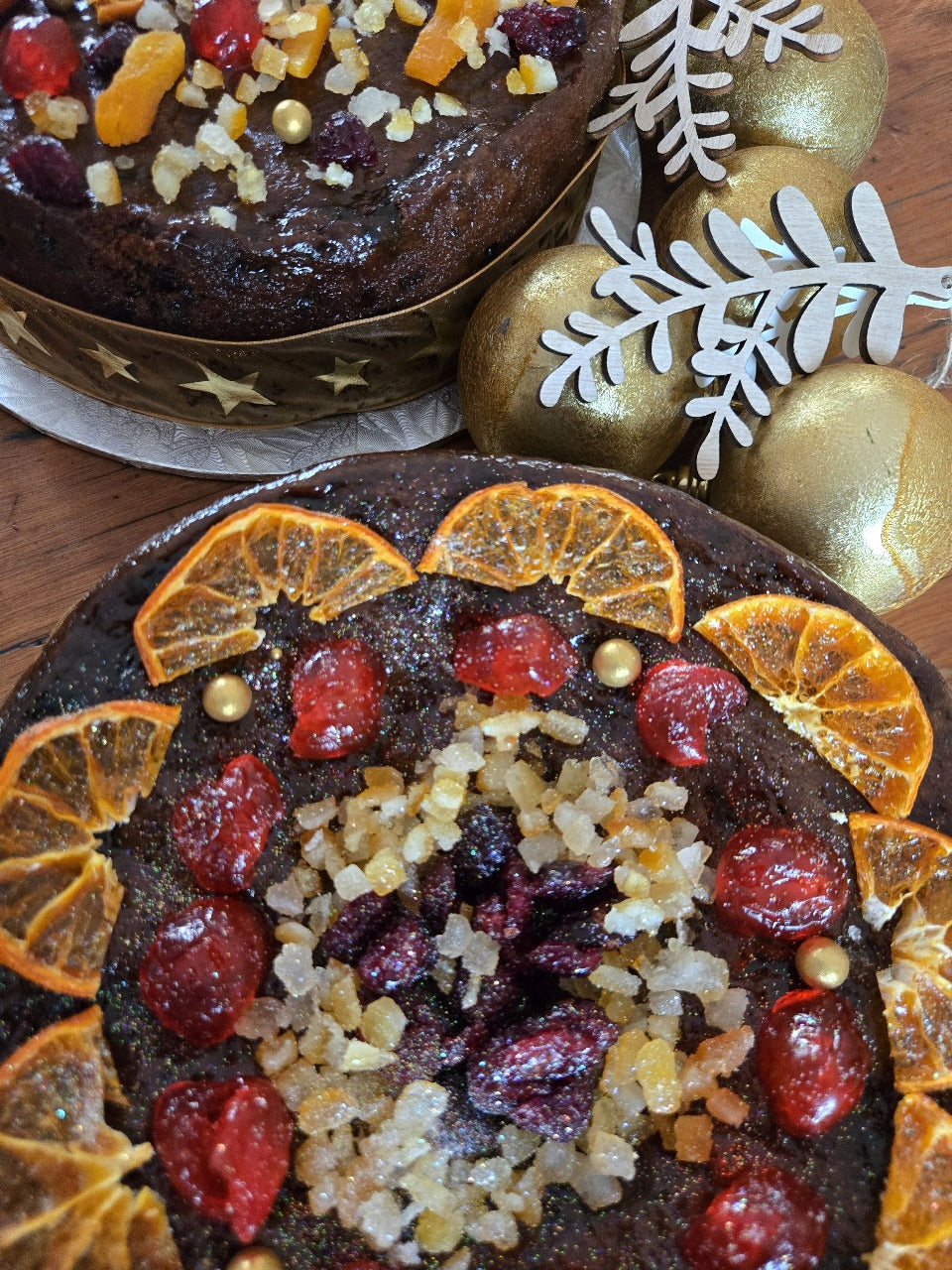 Christmas Cake topped with Glace Fruit