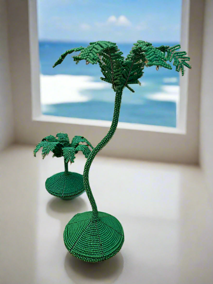 Handcrafted Beaded Palm Tree Candle Holder | Truffle Pig Pantry
