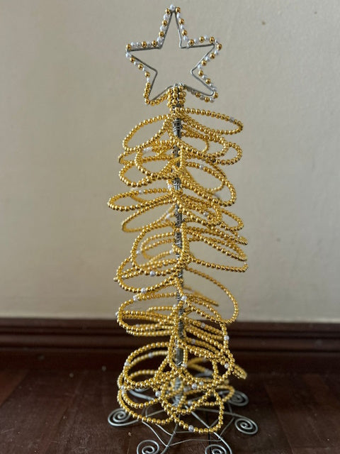 Gold Beaded Christmas Tree