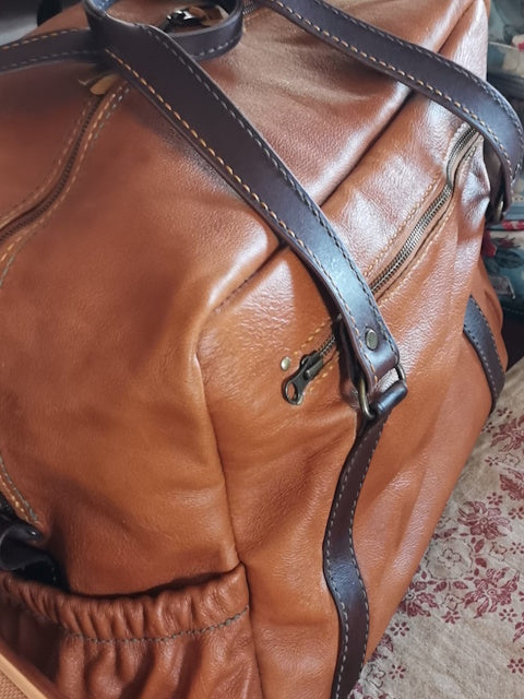 Hand Stitched Leather Travel Bag