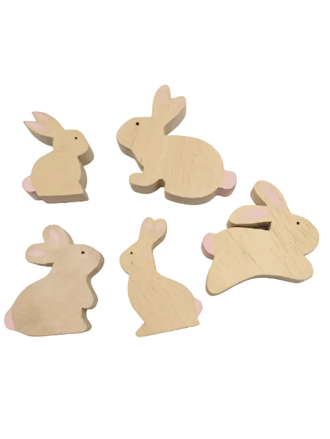 Handcrafted Wooden Bunny Set