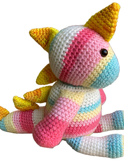 Multicoloured Dinosaur, by Pretty Fingers